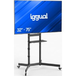 IGGUAL SRTV75 Soporte TV de suelo con ruedas negro
