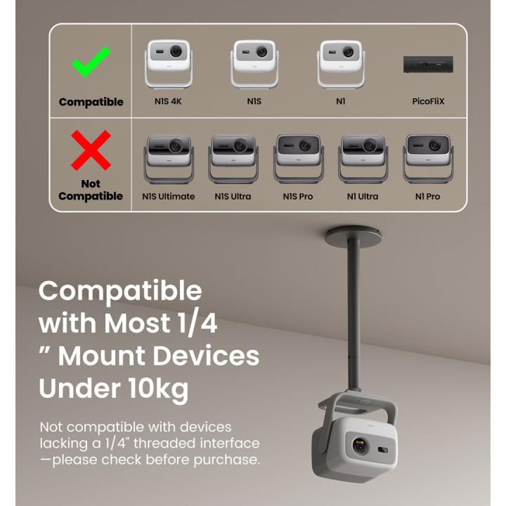 JmGO Ceiling Mount for Projector, Gray