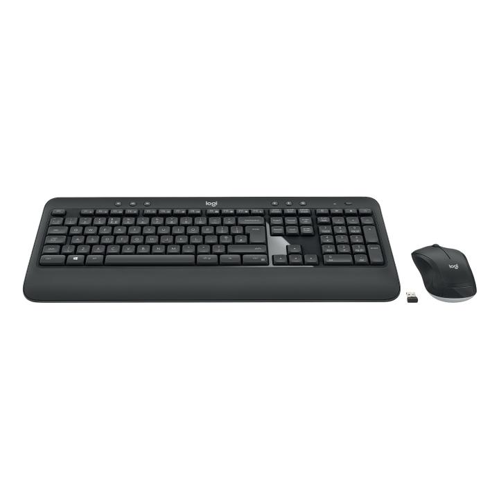 Logitech MK540 Advanced Keyboard and Mouse Set, Universal RF Wireless, U.S. International QWERTY, Black