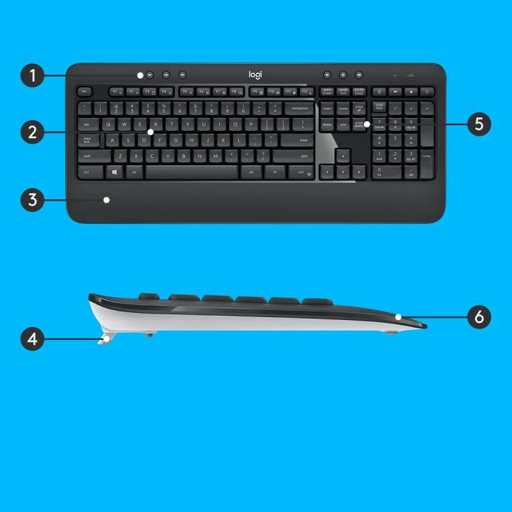 Logitech MK540 Advanced Keyboard and Mouse Set, Universal RF Wireless, U.S. International QWERTY, Black