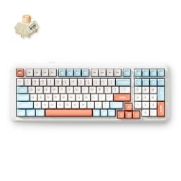 MCHOSE K99 V2 Teclado USB + RF sem fios + Bluetooth Laranja, Branco