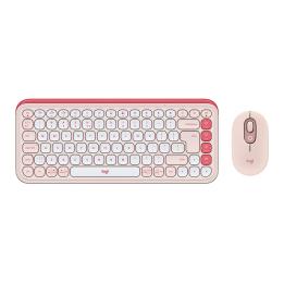 Logitech Pop Icon Combo: teclado y ratón incluidos, Bluetooth universal, QWERTY internacional de EE. UU., color rosa