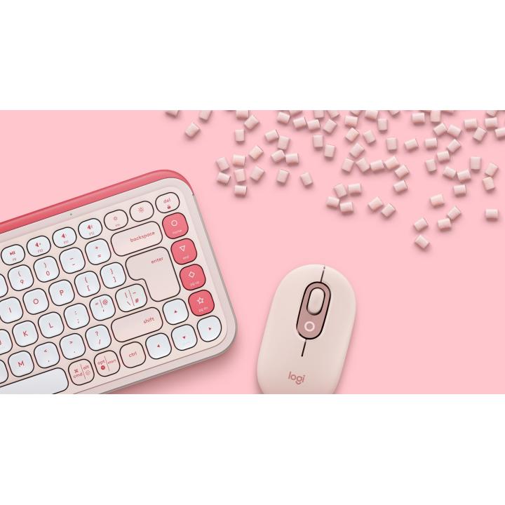 Ensemble Logitech Pop Icon : clavier et souris inclus, clavier QWERTY international américain universel Bluetooth, rose