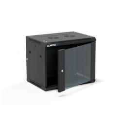 19" 9U 600x450 wall-mounted cabinet, (two-section option), single-panel glass door, full-coverage removable rear panel, full-cov