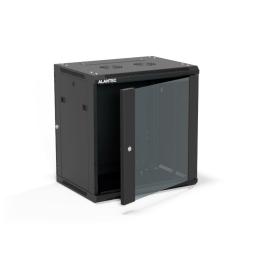 19" 12U Wall-Mounted Cabinet, 600x450, (two-section option) single-panel glass door, solid removable rear panel, solid removable