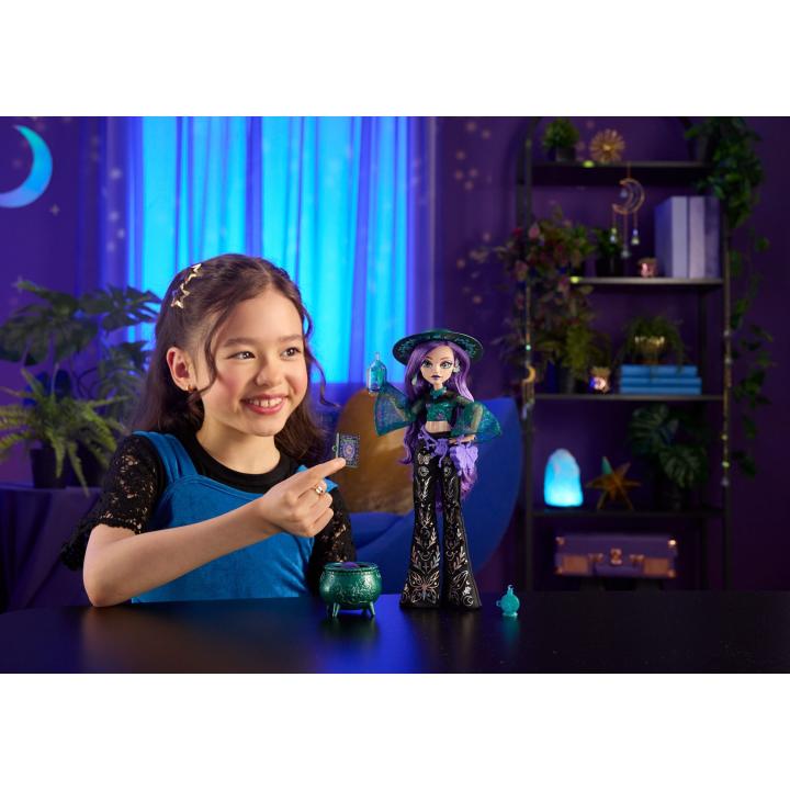 Monster High: muñeca de moda Willow Thorne Moonspell Magic, bruja de la naturaleza con accesorios