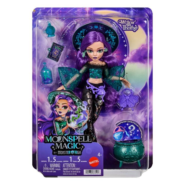 Boneca Monster High Willow Thorne Moonspell Magic, bruxa da natureza com acessórios