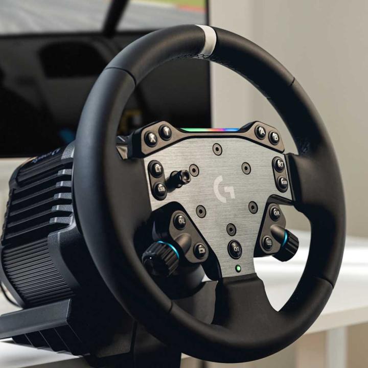 Logitech G RS50 System, 3-piece simulation steering wheel setup—RS50 steering wheel base with 8 N·m direct-drive, RS Wheel Hub w