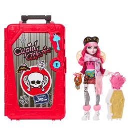 Monster High: Conjunto de juego «Cabaña terrorífica» de la serie «Skulltimate Secrets», que incluye la muñeca Cupid Asteria y ac