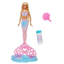 Poupée Barbie Bubble Sparkle Mermaid avec fonction « bulles », comprenant une solution savonneuse et une brosse