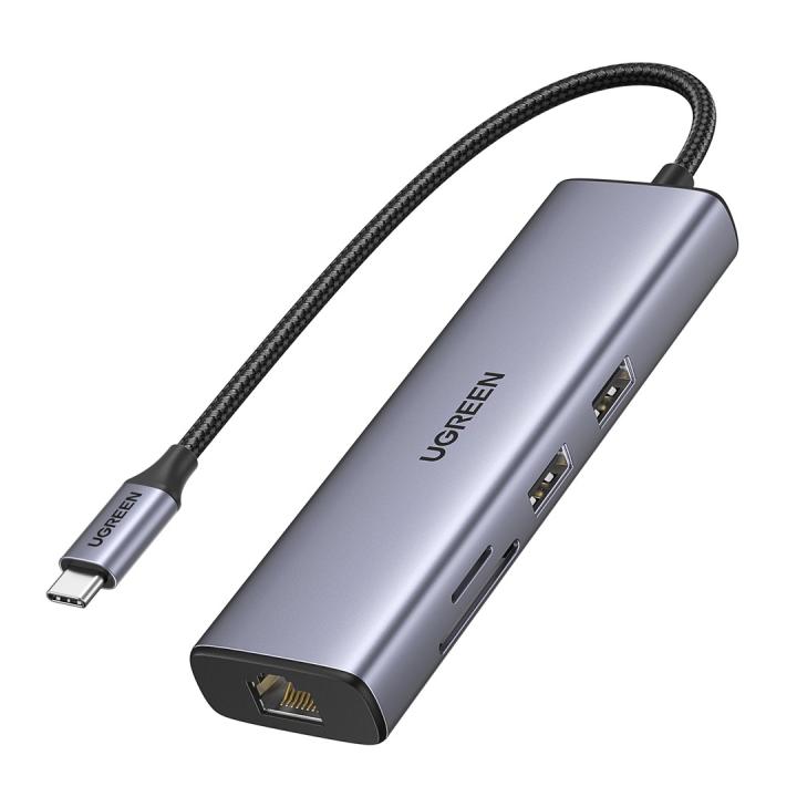 Hub Ugreen USB-C com 2 portas USB 3.0 + HDMI + RJ 45 + SD e TF + PD