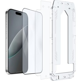 Just in Case - Protezione per lo schermo in vetro temperato trasparente con cornice di montaggio per Apple iPhone 18 Pro Max