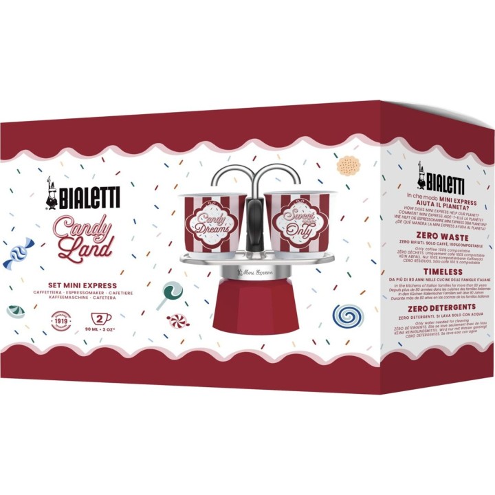 Bialetti 5461 Mini Express Espresso Maker Set + 2 Cups