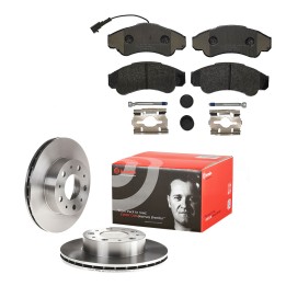 Front brake disc set with brake pads