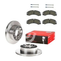 Rear brake disc set with pads