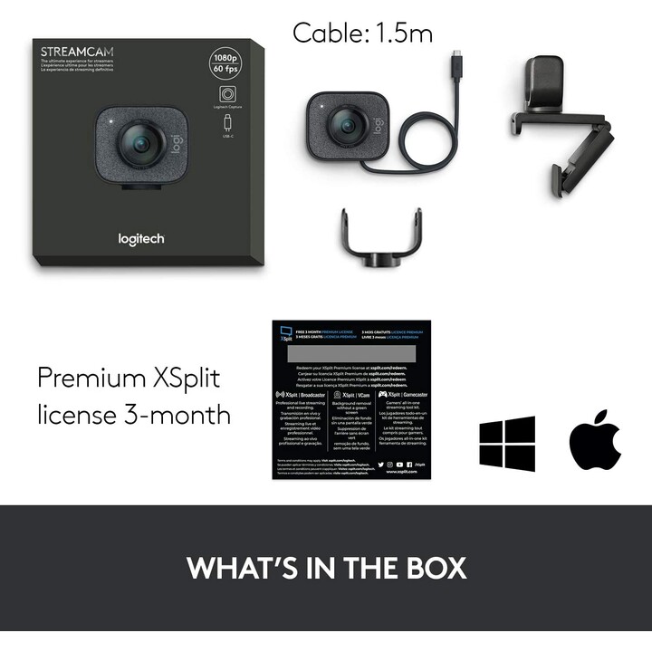 WEBCAM LOGITECH STREAMCAM GRAPHITE