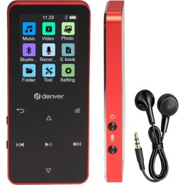 Leitor MP4 Denver MP-1830R RED, 1,8 polegadas, 4 GB, vermelho
