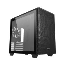 FSP CST360 Micro ATX Case with Front Ventilation Grill, Max GPU Length 165 mm, Max GPU Width 370 mm, Black