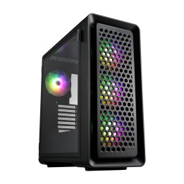 FSP Cut593A E-ATX Case with Tempered Glass Front Panel, Mesh, 4xARGB, Max 175mm Heatsink, Max 400mm GPU, Black