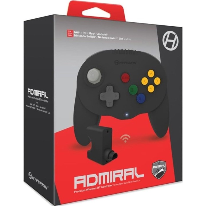 Hyperkin Admiral Premium BT Wireless-Controller für N64, Switch, PC, grau