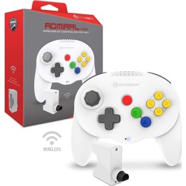 Comando sem fios Hyperkin Admiral Premium BT para N64, Switch e PC, branco