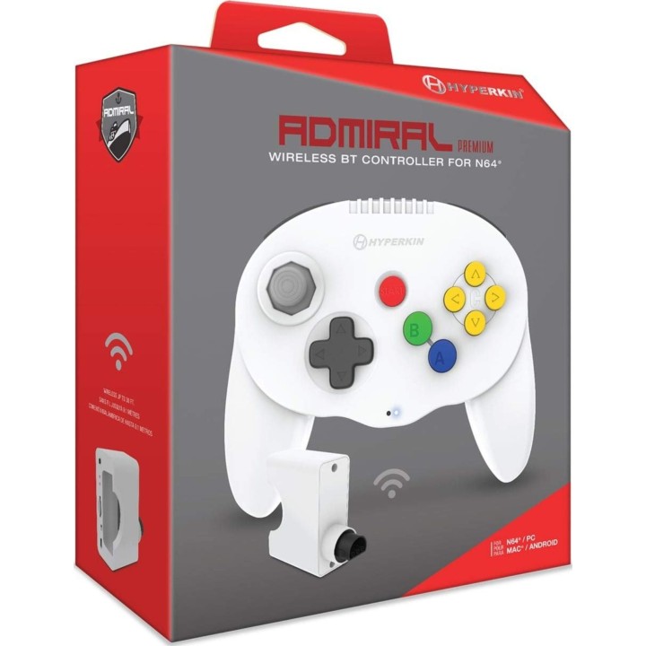 Hyperkin Admiral Premium BT Wireless Controller for N64, Switch, PC, White