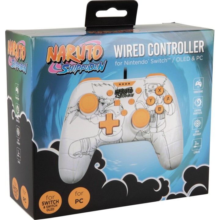 Controller KONIX compatibile con Switch e PC, cavo da 3 m, Naruto, bianco