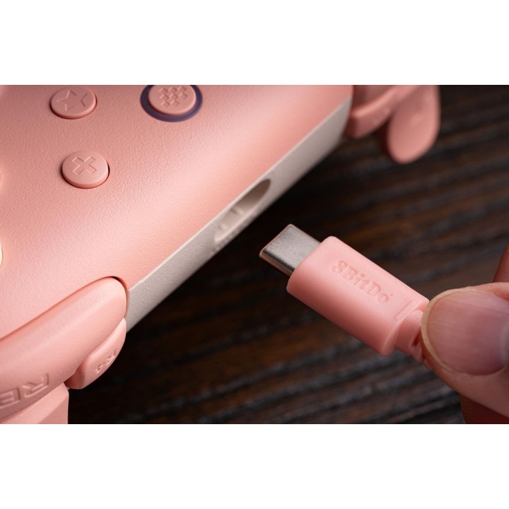 Comando com fio 8BitDo Ultimate 2C para PC e Android, cor pêssego