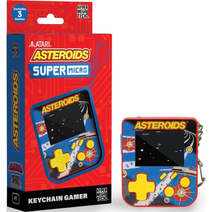 Super Micro Asteroids Keychain Gamer, 3 Preloaded Atari Games