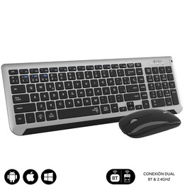 Subblim Combo Dual Prestige Tastiera e Mouse Wireless Esteso Grigio e Nero