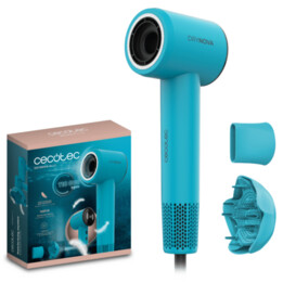 Secador Cecotec Drynova Blue 117911, 2200W, Motor AC, Tecnología Iónica, 3 Temperaturas, 2 Velocidades, Difusor y Boquilla Conce