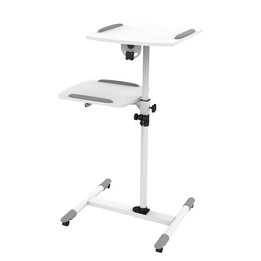 VivoLink VLPS100 Suporte de chão para projetor, branco, MDF e aço, altura ajustável 850-1100 mm, inclinação ±35°, rotação 35°, c
