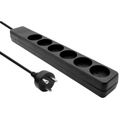 ProXtend KIT6-KIT03B Regleta de alimentación 6 tomas con protección contra sobretensiones 10kA, interruptor iluminado, cable 2 m