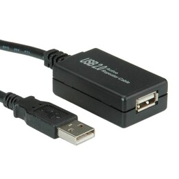 Value Active USB 2.0 Extension Cable with Repeater, Black, 12 m