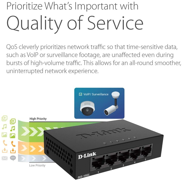 D-LINK DGS-105GL/E 5-Port Gigabit-Ethernet-Switch schwarz