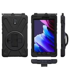 eSTUFF ES681839-BULK Custodia per tablet Samsung, nera, resistente agli urti fino a 1,22 m, supporto 360°, cinturino da polso e 