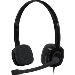 Logitech H151 Stereo Wired Headset, Adjustable Microphone, 3.5 mm Jack, Black