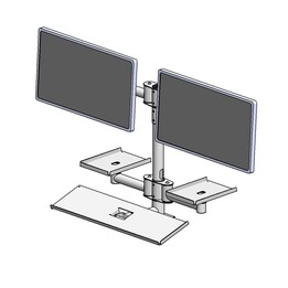 Ergonomic Solutions Wall Post Dual VESA with Printer - Black - EET063-02