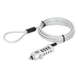 Manhattan 440301 Lucchetto a combinazione universale per laptop, cavo in acciaio 1,8 m e 4,5 mm, compatibile con Kensington, Nan
