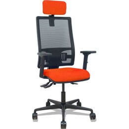 Piqueras y Crespo Bormate Asincro Bürostuhl, schwarzes Netz, Sitz Bali dunkelorange, 2D-Armlehnen, 65 mm Rollen, verstellbare Ko