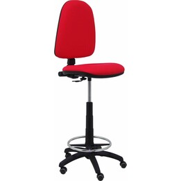 Tabouret Piqueras y Crespo Ayna avec Roulettes de Parc, Couleur Rouge Bali, Assise en Polypropylène et Structure en Acier Chromé