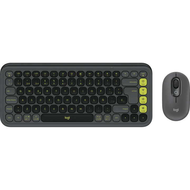 Logitech POP Icon Combo, grafite e verde, Logi Bolt, USB/Bluetooth, ES