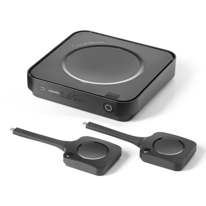 Barco ClickShare RS Hub Pro - 2 | Sistema de presentación inalámbrico 4K, 2 usuarios, HDMI/USB-C/USB-A, PoE+, incluye 2 botones 