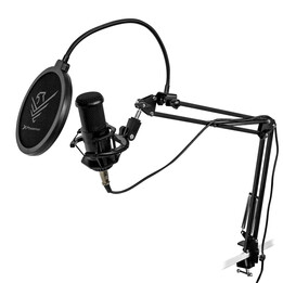 Microphone à condensateur professionnel Phoenix StreamCast Pro avec bras articulé, support antichoc, filtre anti-pop et connexio