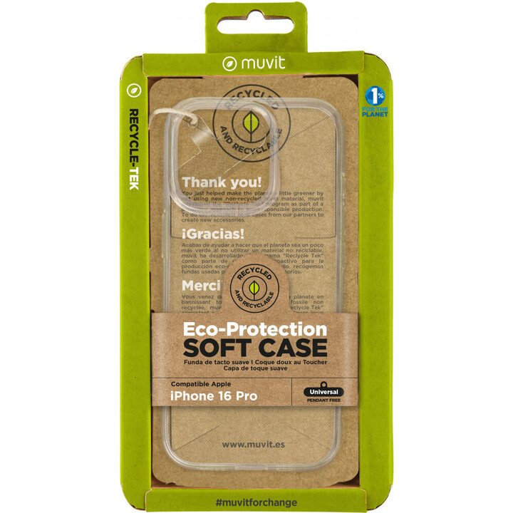 Capa Recycletek compatível com o Apple iPhone 16 Pro, transparente