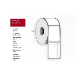 Capture CA-LB3149 Printer Label White 76 mm x 43 m