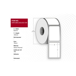 Capture SHIPLABEL102X192-C76 Printer Label White
