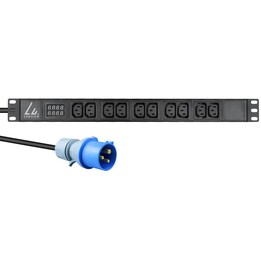 Lanview LVR-3MIEC-AMP-10C13 Ciabatta di alimentazione per rack 19" 1U, 10 prese IEC C13, 10A, con interruttore e protezione da s