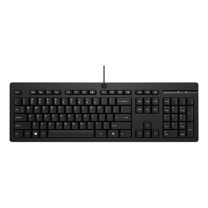 HP 266C9AA#AC0 Teclado con cable 125 W, diseño belga (AZERTY), USB, teclas silenciosas de perfil bajo, 10 millones de pulsacione