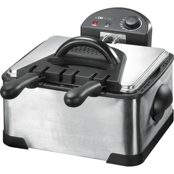 Clatronic FR 3195 4 L Double Noir, Acier inoxydable 2000 W